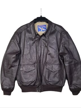 Vtg Airborne USAF A-2 G1 Leather Jacket Flyers Bomber Military Size Large Tall